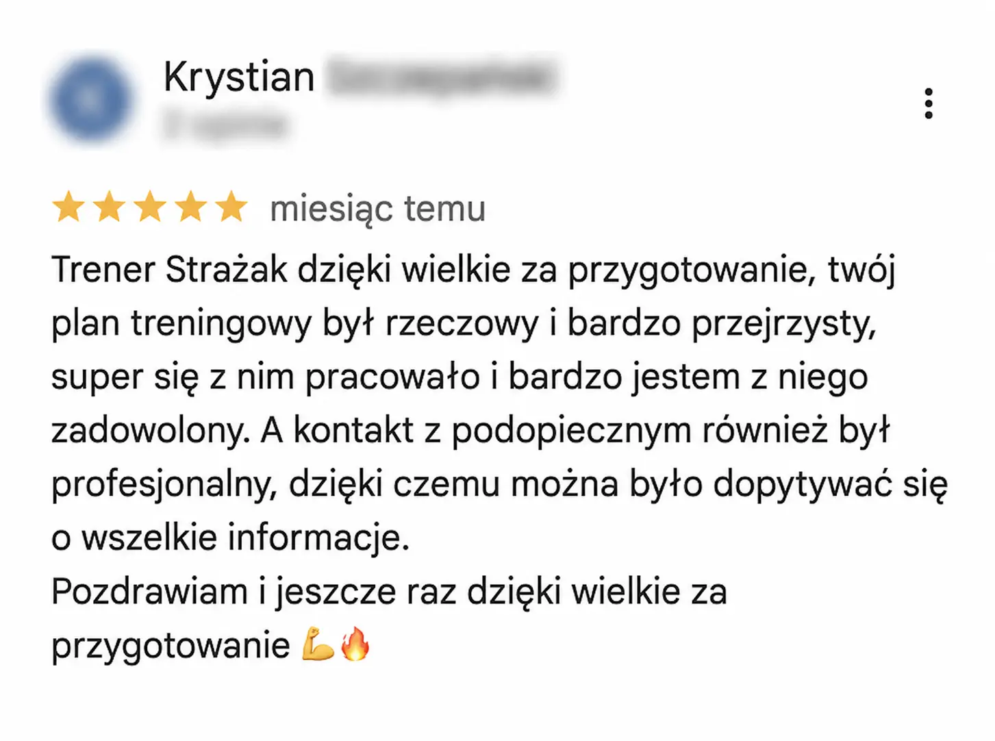 Opinia o planie treningowym do PSP i kontakcie z trenerem