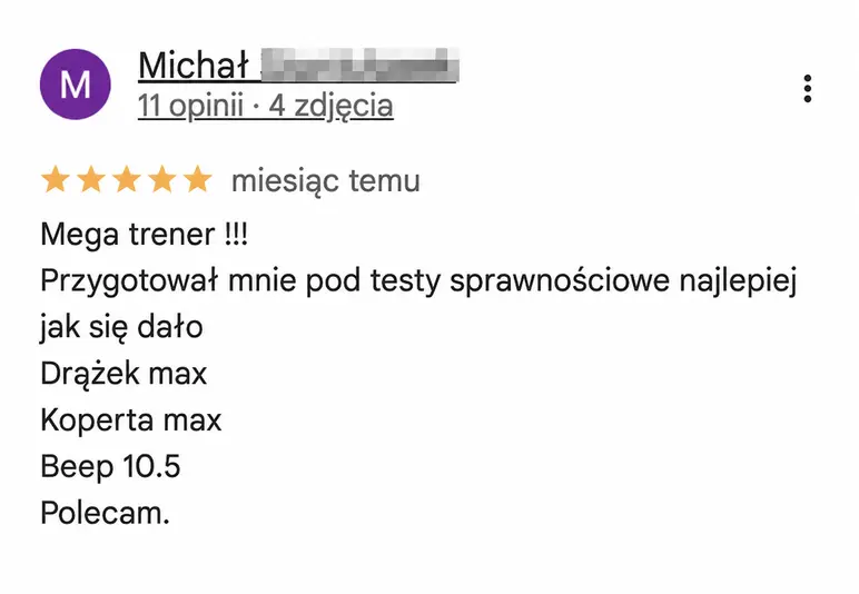 Anonimowa opinia o przygotowaniu do testów sprawnościowych PSP